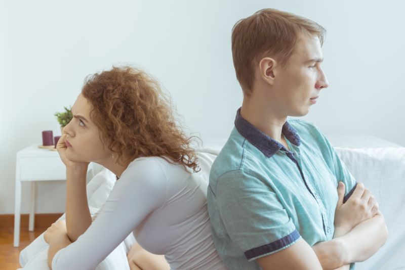 couple upset and not speaking with each other
